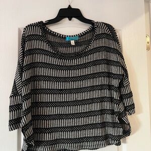 Buttons Black and White Striped Blouse